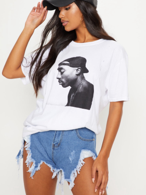 White Tupac Chains Oversized T-shirt