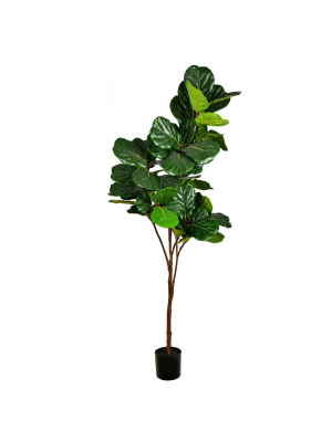 Vickerman Artificial Green Fiddle Tree In Pot