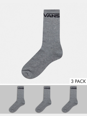 Vans Classic Crew 3-pack Sock In Gray