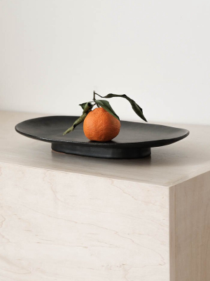 Len Carella Oval Pedestal Platter: Black