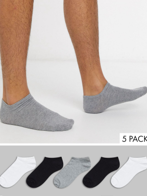 Asos Design 5 Pack Sneaker Sock In Monochrome Save