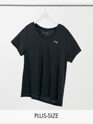 Under Armour Plus V-neck T-shirt In Black