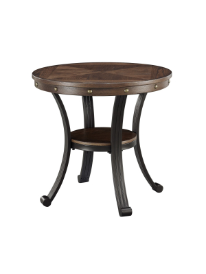 Angelo Mixed Material Side Table Oak Finish - Powell Company