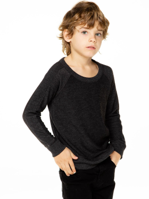 Boys Cozy Knit Long Sleeve Rib Panel Raglan Pullover