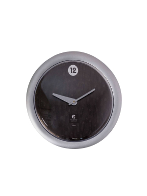 14" X 1.8" Black Veneer Quartz Movement Decorative Wall Clock Silver Frame - By Chicago Lighthouse