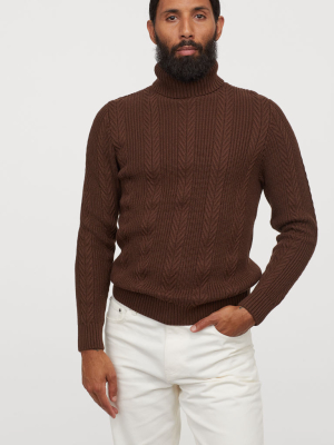 Cable-knit Turtleneck Sweater