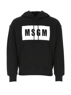 Msgm Logo Printed Drawstring Hoodie