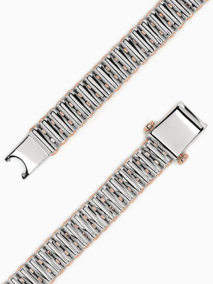 Effy Men's Sterling Silver And Rose Gold Black Sapphire Bracelet, 4.20 Tcw