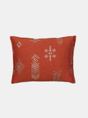 Orange Embroidered Tumbleweed Pillow, Lumbar