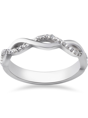 Pompeii3 1/8ct Diamond Infinity Wedding Ring 10k White Gold