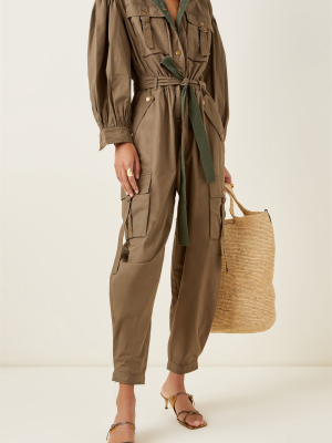 Reverie Belted Cotton Jumpsuit