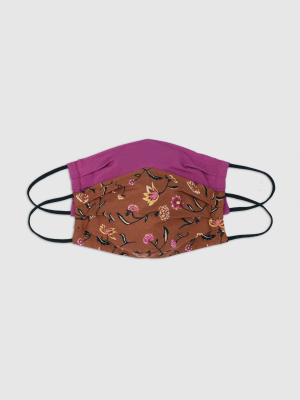 Women's 2pk Floral Print Face Mask - Universal Thread™ Fuchsia