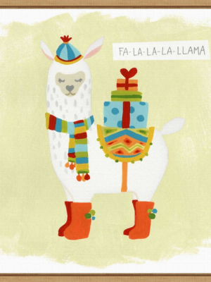 16" X 16" Fa La La La Llama I By June Erica Vess Framed Canvas Wall Art - Amanti Art