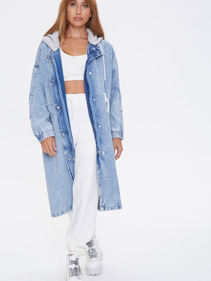 Hooded Denim Trench Coat