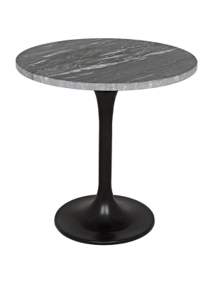 Noir Laredo 20" Stone Top Table - Matte Black