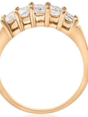 Pompeii3 1ct Princess Cut Diamond Anniversary 14k Gold Ring