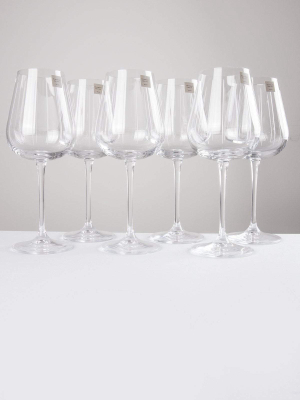 Set Of 6 Vertical Cut Wine Glasses