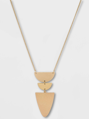 Flat Geometric Brass And Worn Gold Pendant Necklace - Universal Thread™ Gold