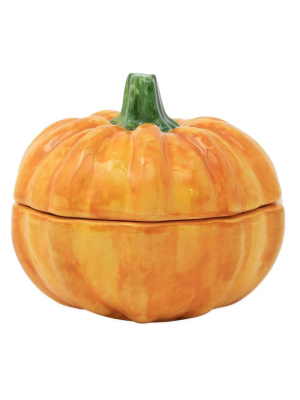 Vietri Pumpkins Figural Covered Pumpkin Bowl