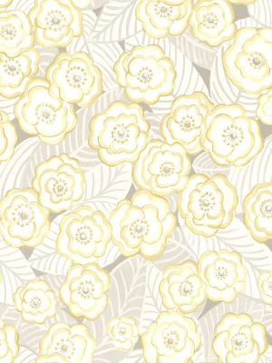 Emery Floral Wallpaper In Light Yellow From The Bluebell Collection By Brewster Home Fashions