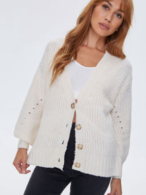 Balloon-sleeve Cardigan Sweater