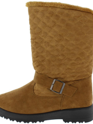 Charlotte171 Camel Quilted Faux Fur Lined Lug Sole Boot