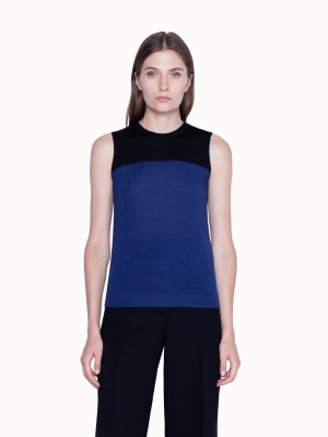 Knit Tank In Cashmere Silk Bi-color Sleeveless