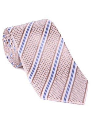 Silver Basketweave Barstripe Tie