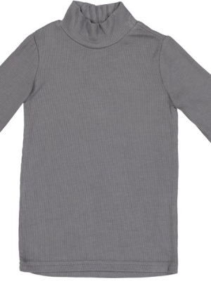 Coco Blanc Ribbed Turtle Tee - Grey