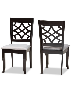 Set Of 2 Mael Dining Chair Gray/dark Brown - Baxton Studio