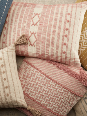 Razili Tribal Pillow In Pink & Cream