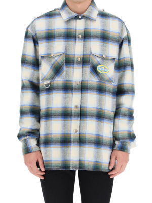 Golden Goose Deluxe Brand Logo Patch Checkered Print Shirt Jacket