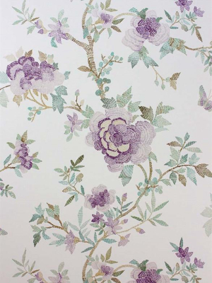 Perdana Wallpaper In Lilac And Aqua By Nina Campbell For Osborne & Little