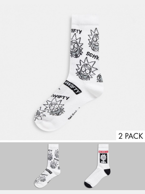 Asos Design 2 Pack Sports Socks With Rick And Morty Design Save