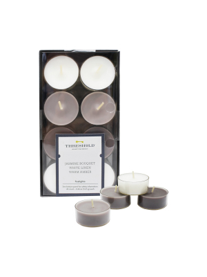 .31" 24pk Tealight Candle Set Jasmine Bouquet/white Linen/warm Amber - Threshold™