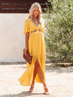 Golden State Embroidered Maxi Dress - Final Sale