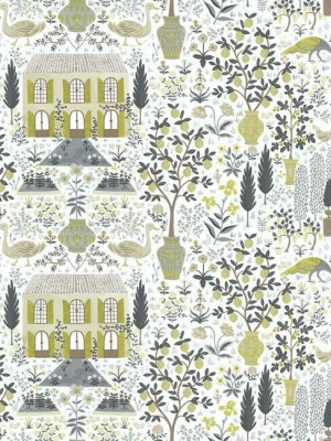 Camont Wallpaper In Linen And Gold From The Rifle Paper Co. Collection By York Wallcoverings