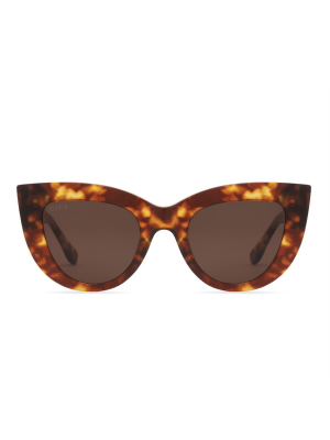 Kimmy - Amber Tortoise + Brown Sunglasses