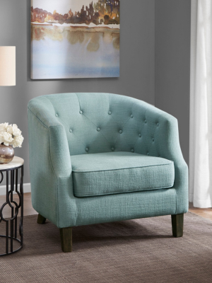 Nell Chesterfield Barrel Chair Dusty Aqua