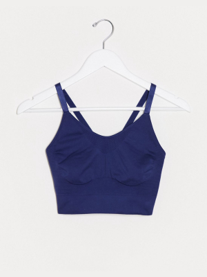 Adidas Training Seamless Bra In Indigo