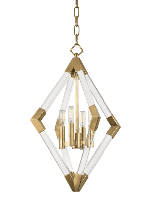 Lyons 4 Light Pendant Aged Brass