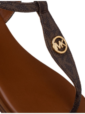 Michael Michael Kors Logo Plaque T-bar Strap Sandals