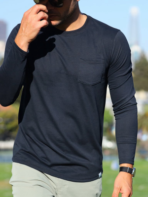 Everyday Long Sleeve Tee With Pocket In Black