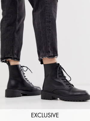 Raid Exclusive Micah Black Lace Up Flat Boots