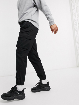 Bershka Cargo Sweatpants With Belt In Black