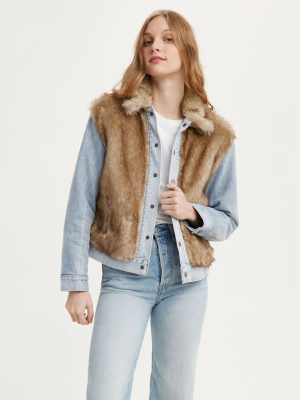 Oversized Fur Trucker Jacket