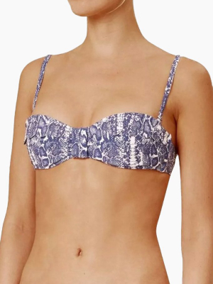 Scallop Balcony Underwire Bikini Top - Blue Animal Print