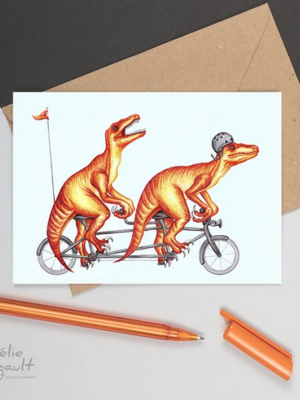 Raptors Riding A Bicycle Card - Al2