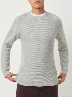 French Connection Fashion Rib Knit Jumper- Light Grey Mel