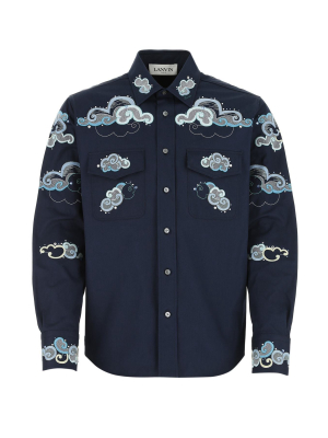 Lanvin Cloud Embroidered Long-sleeve Shirt